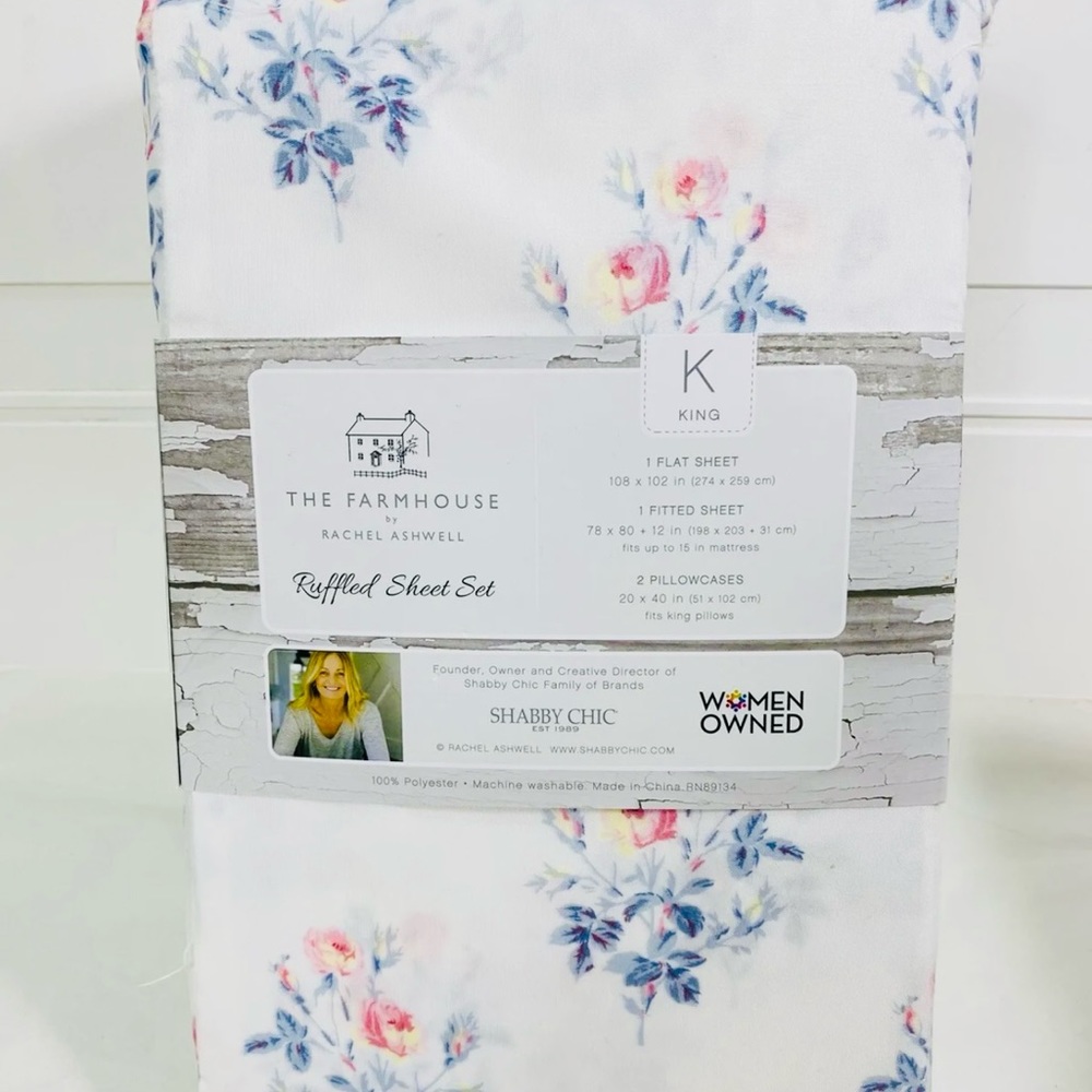 Rachel Ashwell‎ king size blue floral sheet set